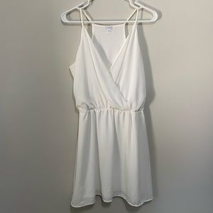 Charming Charlie White deep V neck wrap front dress bridal wedding medium